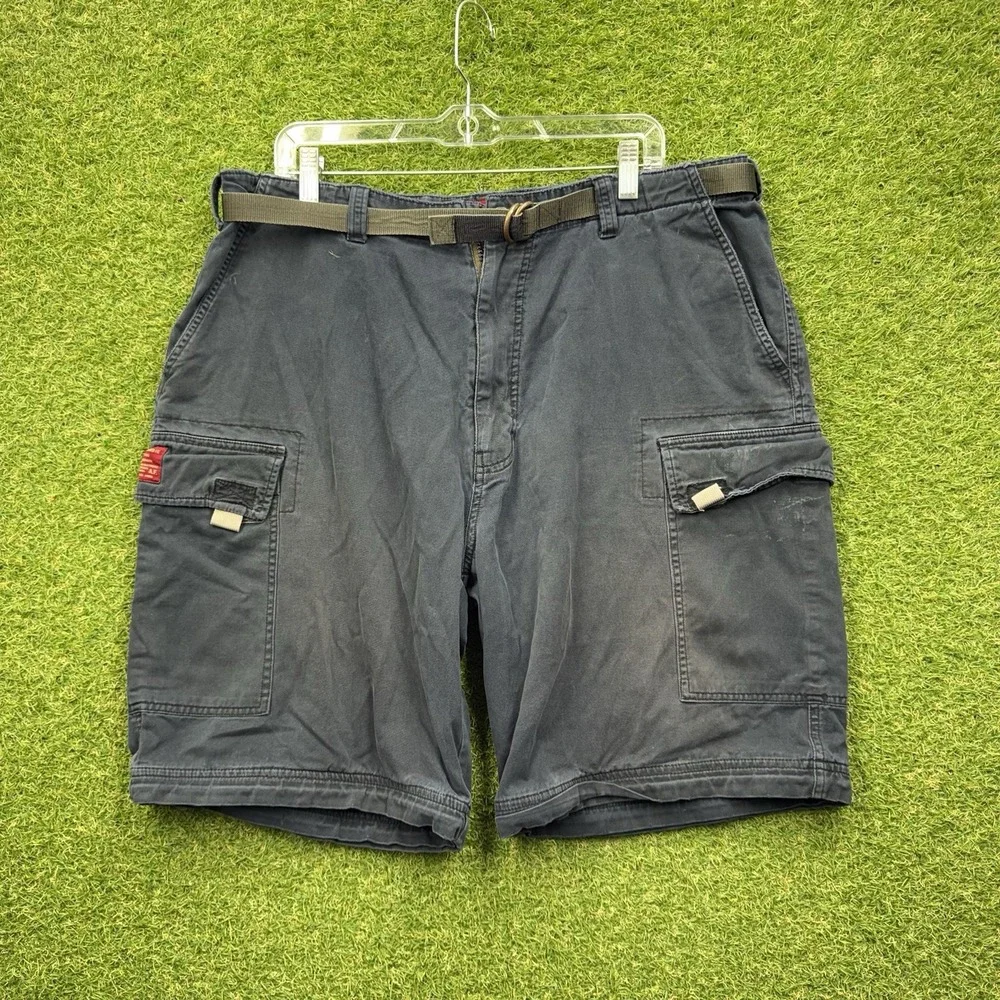 Vintage Abercrombie & Fitch Cargo Shorts Mens XL Blue Retro Belted y2k Skater